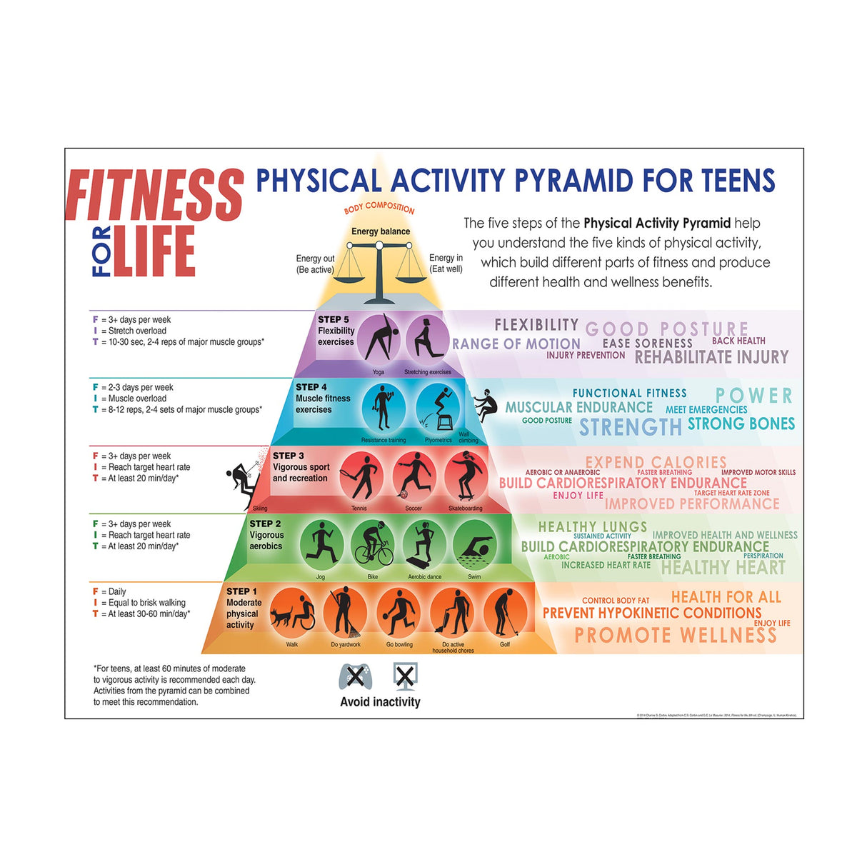 Fitness for Life Physical Activity Pyramid for Teens Poster