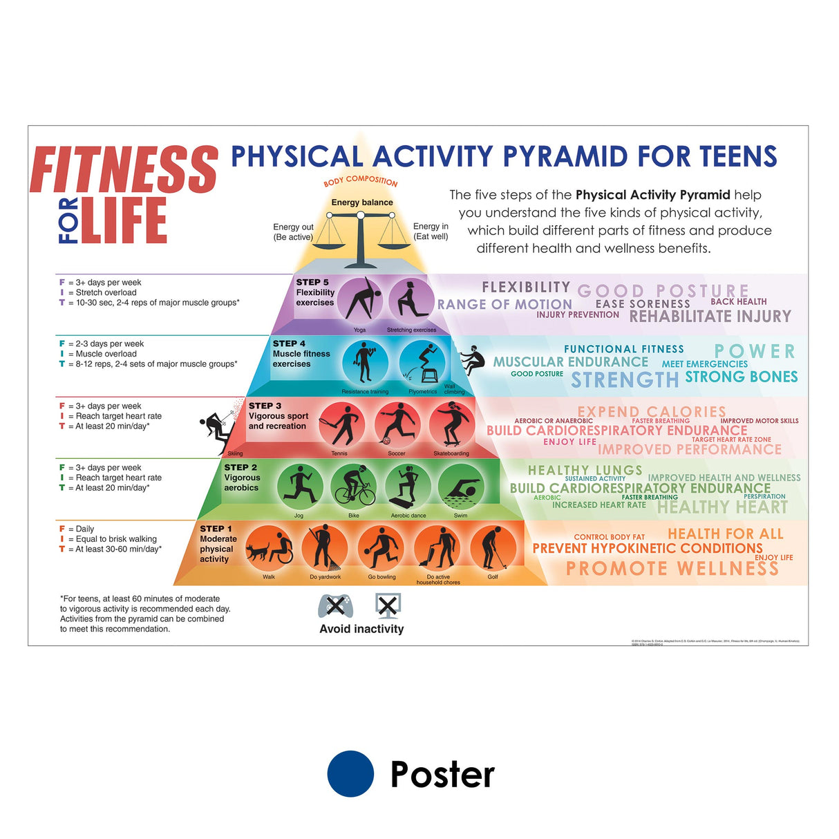 Fitness for Life Physical Activity Pyramid for Teens Poster